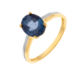 Bague en or jaune et rhodié, cristal de synthèse