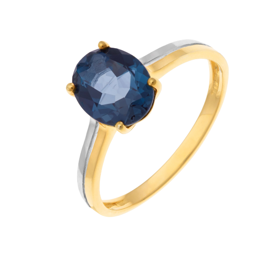 Bague en or jaune et rhodié, cristal de synthèse Bague en or jaune et rhodié, cristal de synthèse