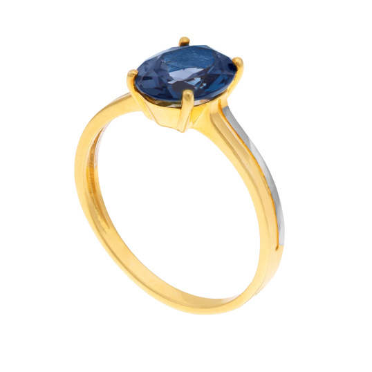 Bague en or jaune et rhodié, cristal de synthèse Bague en or jaune et rhodié, cristal de synthèse