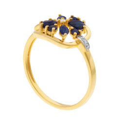 Bague en or jaune, saphirs et diamants