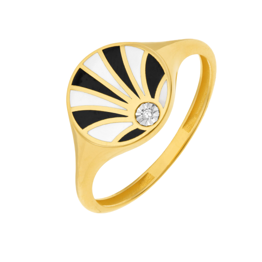 Bague en or jaune et rhodié, laque et diamant Bague en or jaune et rhodié, laque et diamant