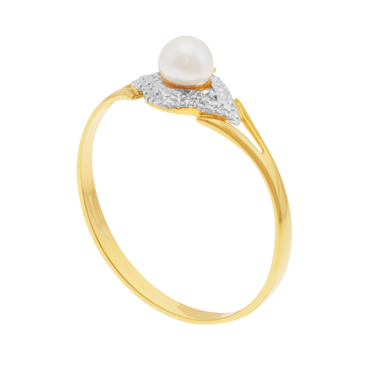 Bague en or jaune et rhodié et perle de culture Bague en or jaune et rhodié et perle de culture