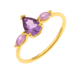 Bague en or jaune, améthyste et saphirs