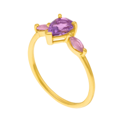 Bague en or jaune, améthyste et saphirs
