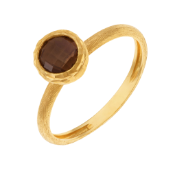 Bague en or jaune et quartz fumé 