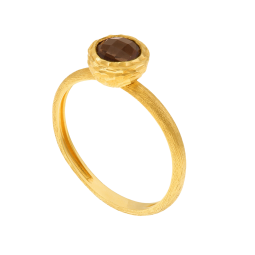 Bague en or jaune et quartz fumé 