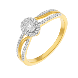 Bague en or jaune et rhodié, diamants