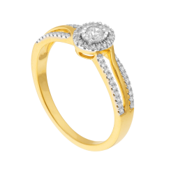 Bague en or jaune et rhodié, diamants
