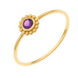 Bague en or jaune et améthyste