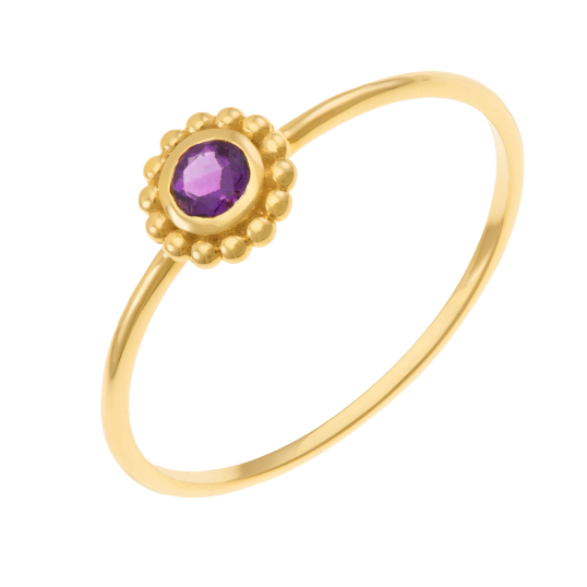 Bague en or jaune et améthyste