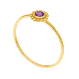 Bague en or jaune et améthyste