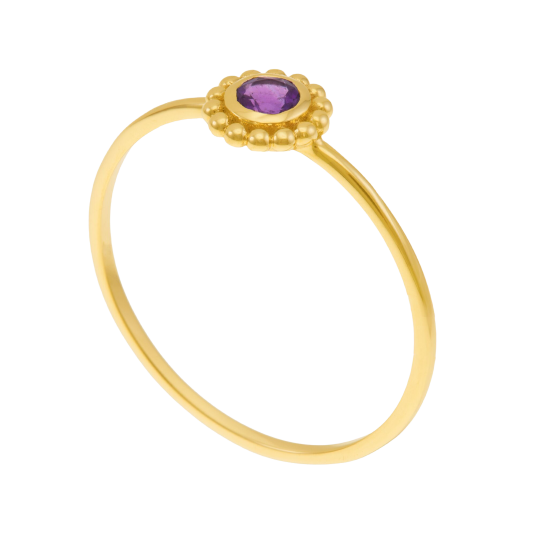 Bague en or jaune et améthyste