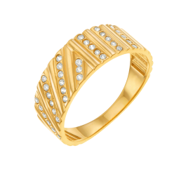 Bague en or jaune et oxydes de zirconium