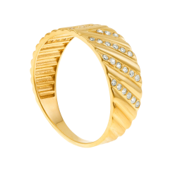 Bague en or jaune et oxydes de zirconium