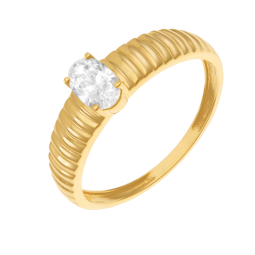 Bague en or jaune et oxyde de zirconium
