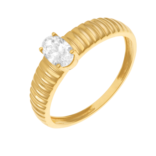 Bague en or jaune et oxyde de zirconium