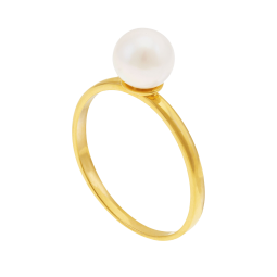 Bague en or jaune et perle de culture