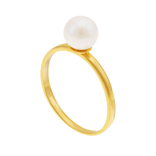 Bague en or jaune et perle de culture
