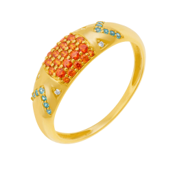 Bague en or jaune et oxydes de zirconium