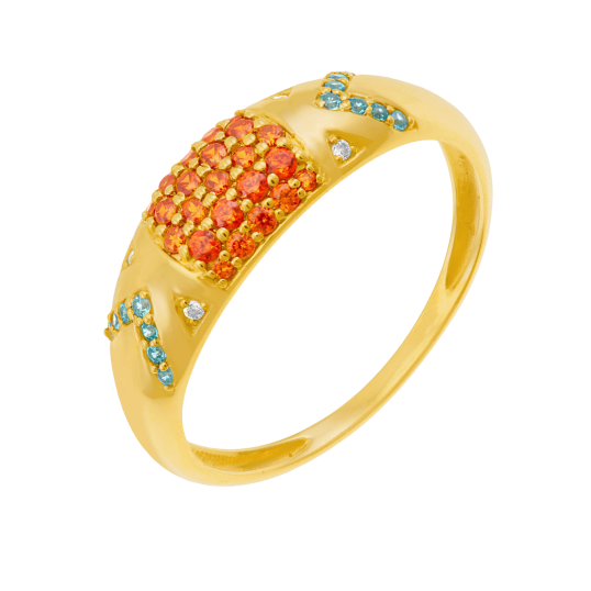 Bague en or jaune et oxydes de zirconium