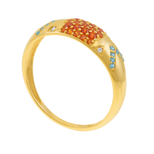 Bague en or jaune et oxydes de zirconium