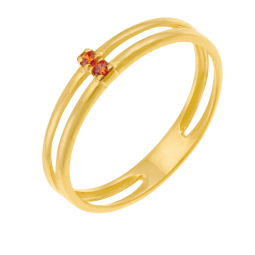 Bague en or jaune et oxydes de zirconium