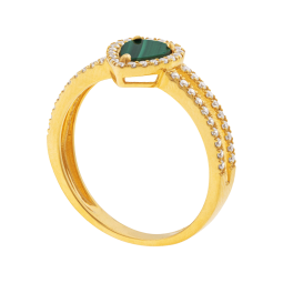 Bague en or jaune, malachite et oxydes de zirconium