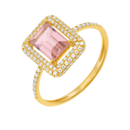 Bague en or jaune et oxydes de zirconium