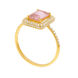 Bague en or jaune et oxydes de zirconium