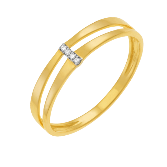 Bague en or jaune et rhodié, diamants