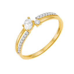 Bague en or jaune et rhodié, oxydes de zirconium