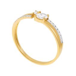 Bague en or jaune et rhodié, oxydes de zirconium