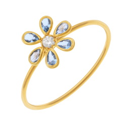 Bague en or jaune et oxydes de zirconium
