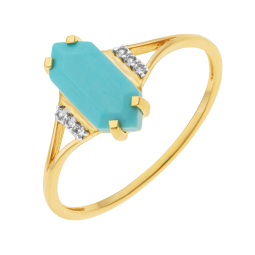 Bague en or jaune et rhodié, turquoise et topazes