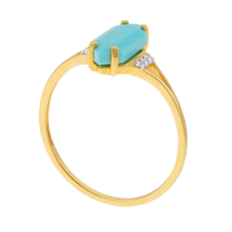 Bague en or jaune et rhodié, turquoise et topazes