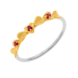 Bague en or jaune et rhodié, rhodolites