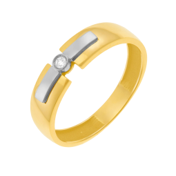 Bague en or jaune et rhodié, diamant 
