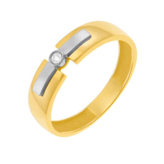 Bague en or jaune et rhodié, diamant 