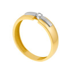Bague en or jaune et rhodié, diamant 