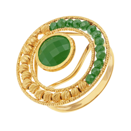 Bague en or jaune et cristaux de synthèse