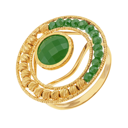 Bague en or jaune et cristaux de synthèse