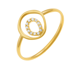 Bague en or jaune et oxydes de zirconium