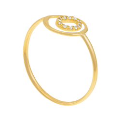 Bague en or jaune et oxydes de zirconium
