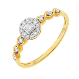 Bague en or jaune et rhodié, diamants