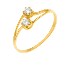 Bague en or jaune et oxydes de zirconium