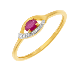 Bague en or jaune et rhodié, rubis et diamants