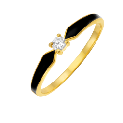 Bague en or jaune, oxyde de zirconium et laque 