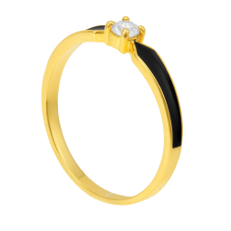 Bague en or jaune, oxyde de zirconium et laque 