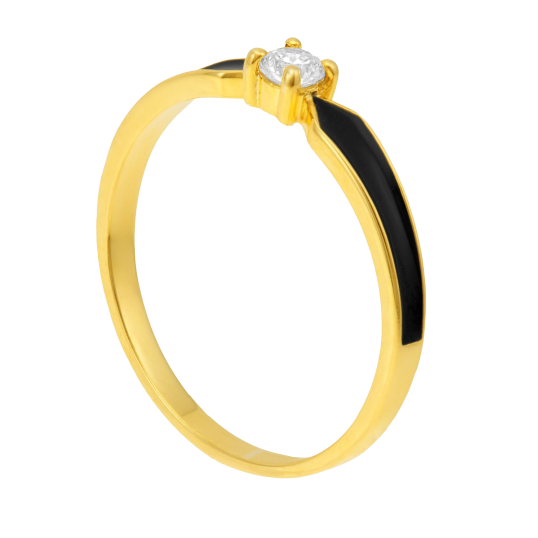 Bague en or jaune, oxyde de zirconium et laque 