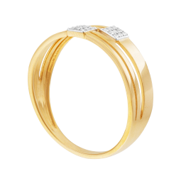 Bague en or jaune, rhodié et diamants